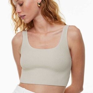 Babaton Sculpt Knit Squareneck Cropped Tank extra‎ small matte pearl